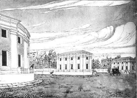Вид Круглой площади в конце 18 века. Реконструкция Б.Гнедовского